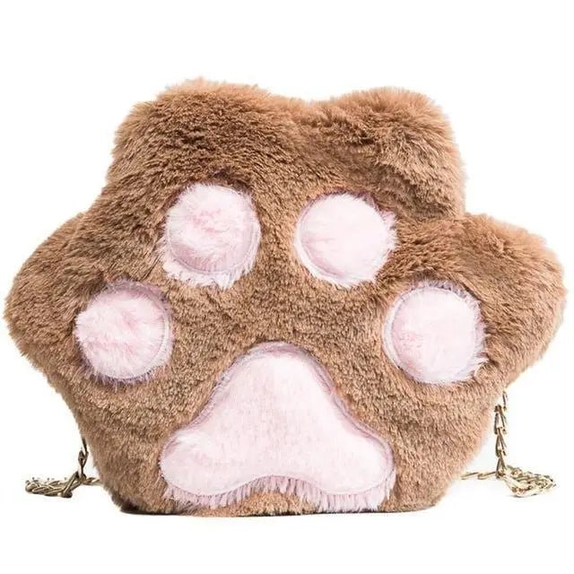 Adorable Furry Kitty Cat Paw Handbag in Vegan Fur - Cosparty
