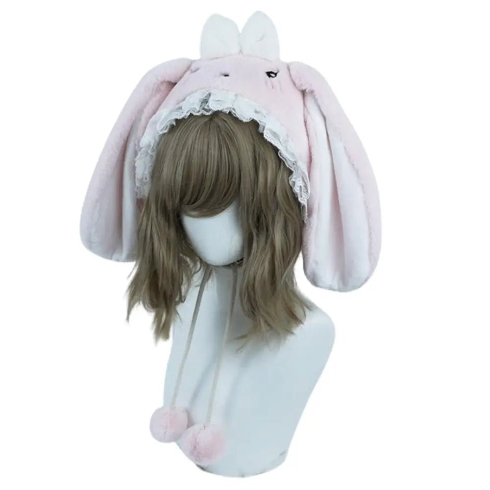 Adorable Fuzzy Bunny Ear Plush Hat for a Whimsical Winter Look - Cosparty