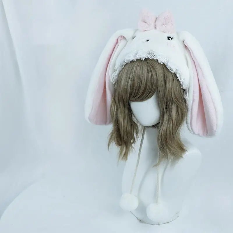 Adorable Fuzzy Bunny Ear Plush Hat for a Whimsical Winter Look - Cosparty