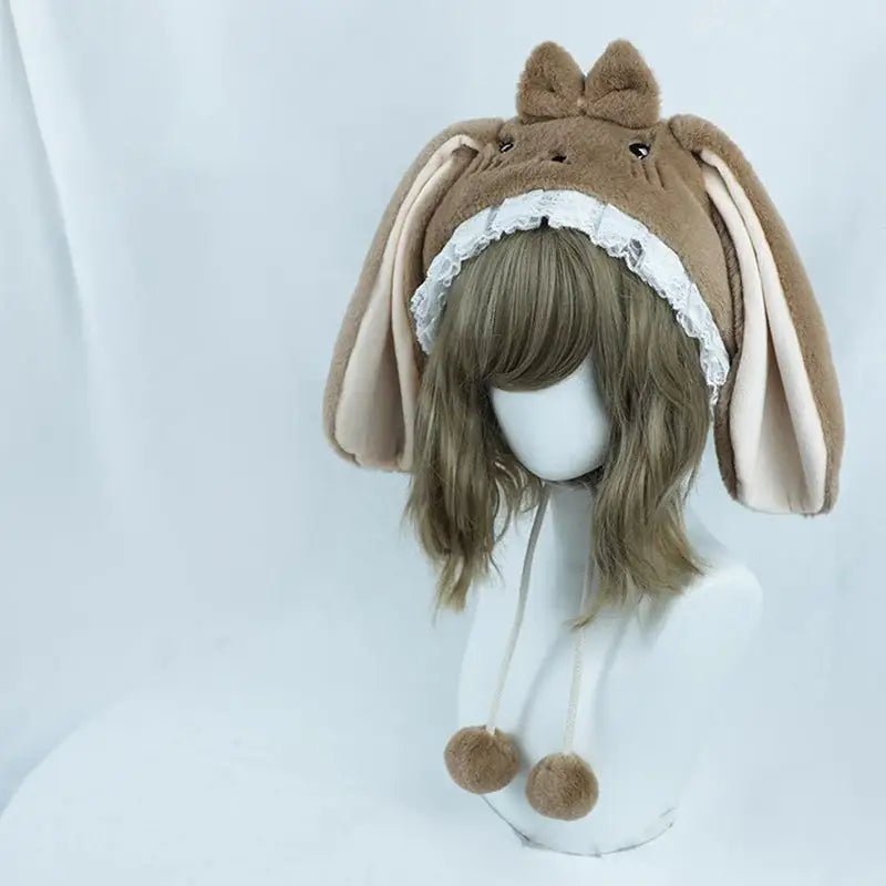 Adorable Fuzzy Bunny Ear Plush Hat for a Whimsical Winter Look - Cosparty