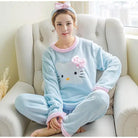 Kawaii Soft Pajama Set Cute Soft Fuzzy Flannel Furry PJS Set