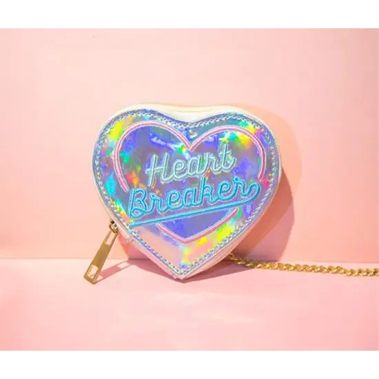 Holographic Heart Breaker Coin Bag Pouch Purse Harajuku Japan Street Fashion