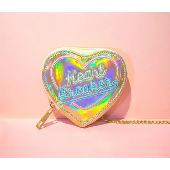 Adorable Heartbreaker Holographic Bag in Heart Shape - bags