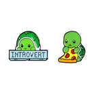 Adorable Introvert Turtle Enamel Pins - Set Of Both (Save $3) - pin