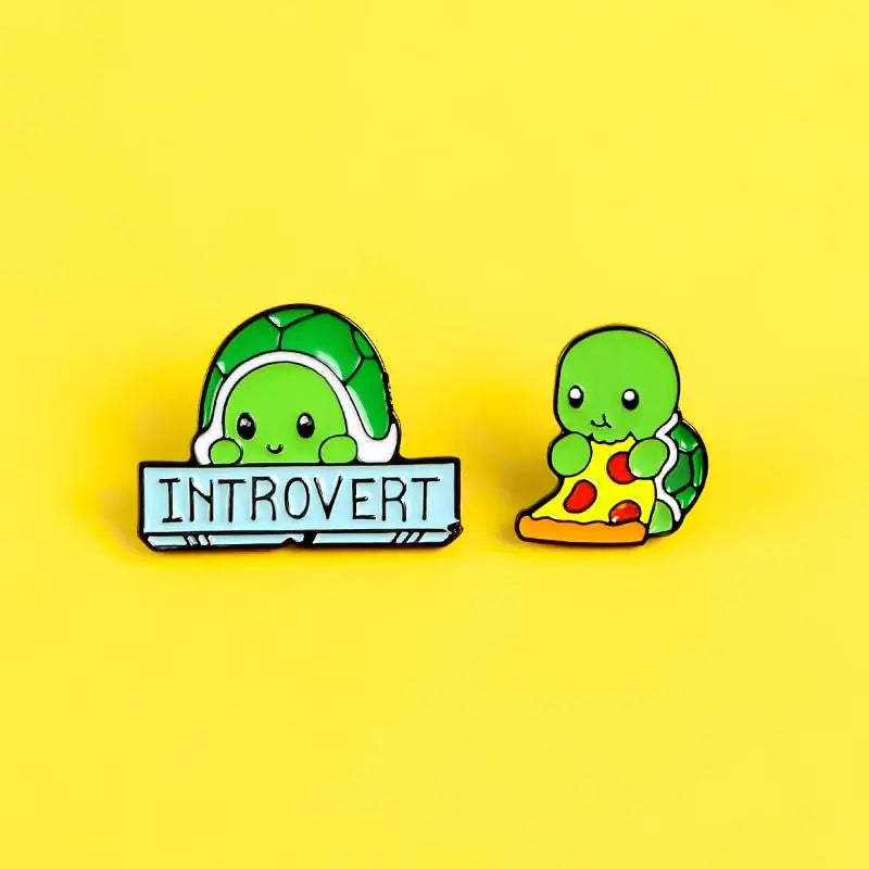 Adorable Introvert Turtle Enamel Pins - pin