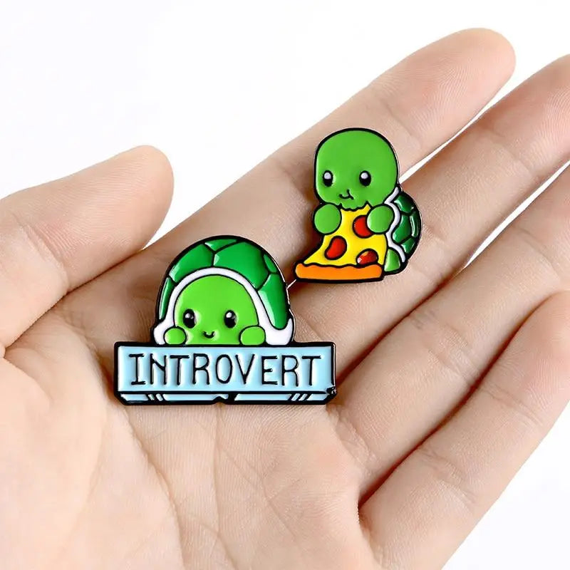 Adorable Introvert Turtle Enamel Pins - pin