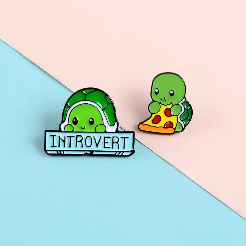 Adorable Introvert Turtle Enamel Pins - pin