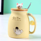 Kawaii Yellow Kitty Cat Kitten Coffee Cup Mug Creamer Jar Can With Lid