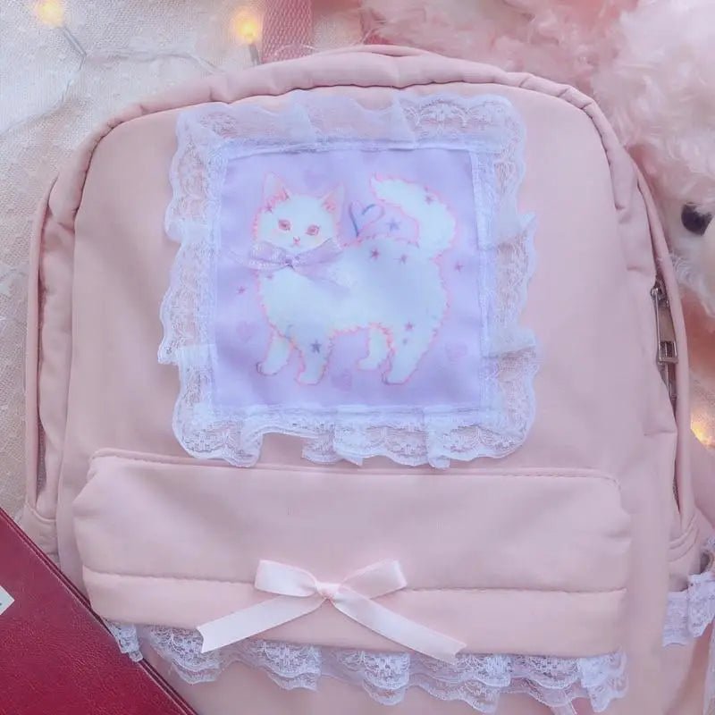 Adorable Kitten Fairy - Kei Backpack with Ribbons and Lace Trim - Cosparty