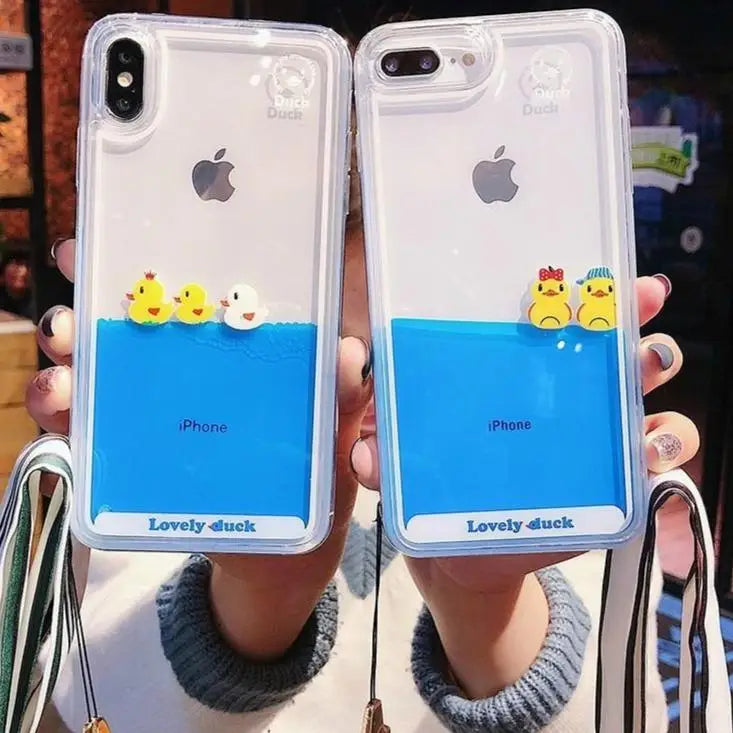 Adorable Liquid Infused Swimming Ducky iPhone Case - Phone Case