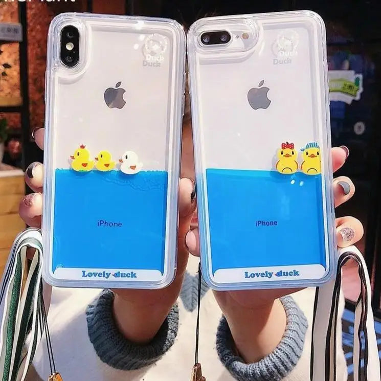 Adorable Liquid Infused Swimming Ducky iPhone Case - Phone Case