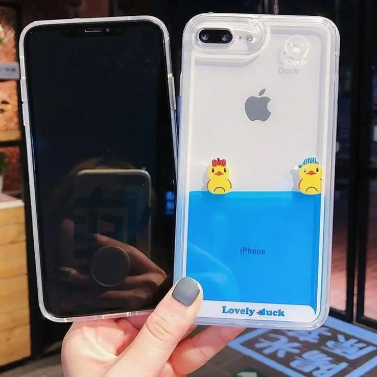 Adorable Liquid Infused Swimming Ducky iPhone Case - Phone Case