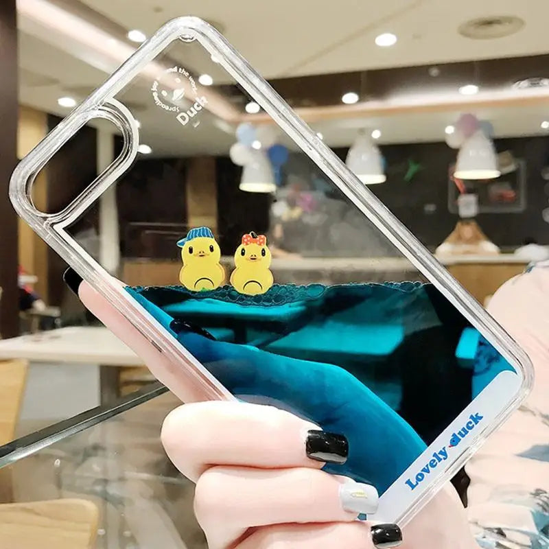 Adorable Liquid Infused Swimming Ducky iPhone Case - Phone Case