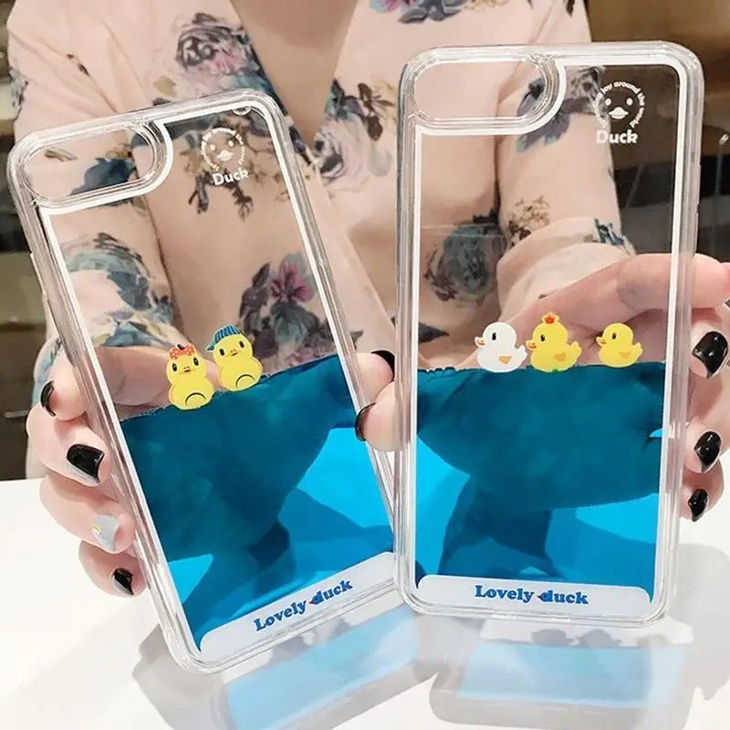 Adorable Liquid Infused Swimming Ducky iPhone Case - Phone Case