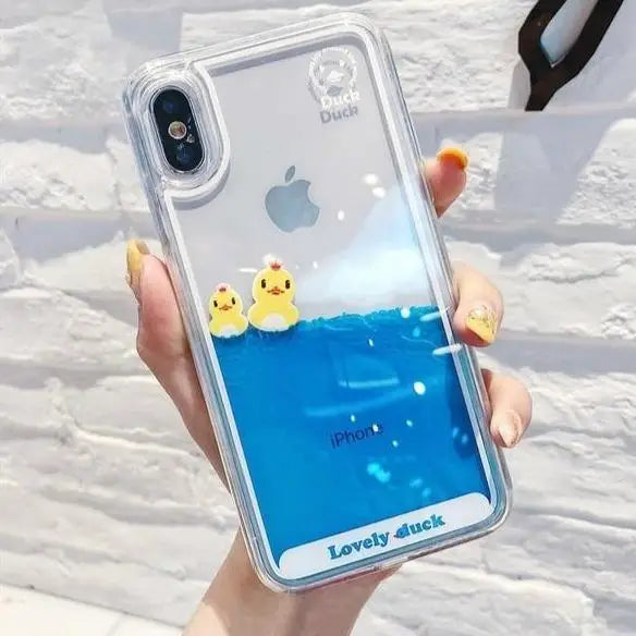 Adorable Liquid Infused Swimming Ducky iPhone Case - for iPhone 6 6s plus / 2 Ducks - Phone Case