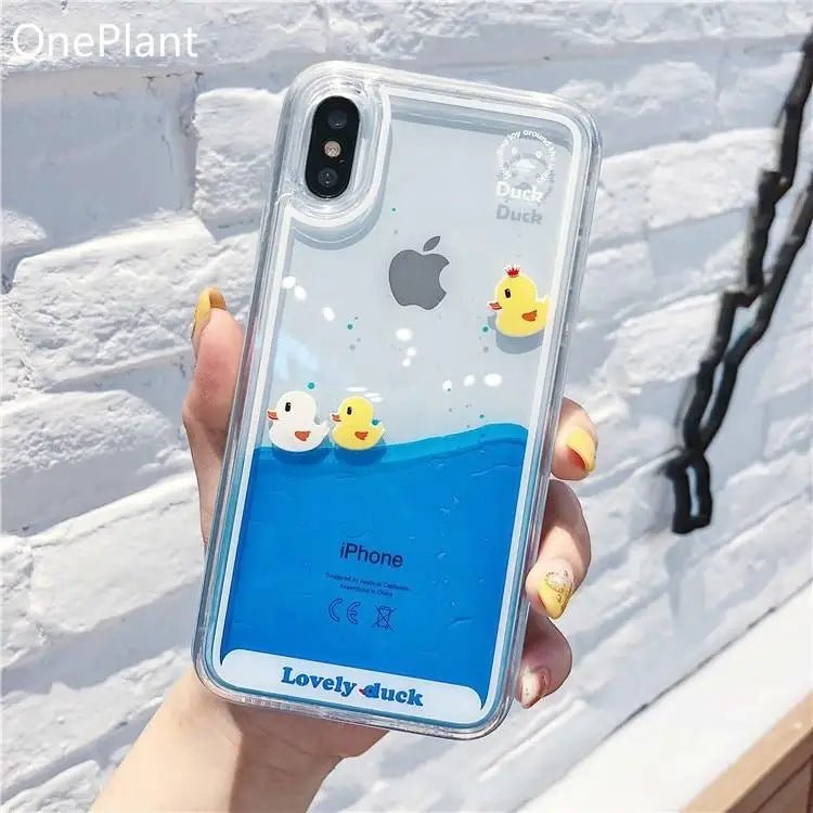 Adorable Liquid Infused Swimming Ducky iPhone Case - Cosparty