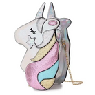 Adorable Magical Unicorn 3D Handbag in Vegan Leather - Silver - bag