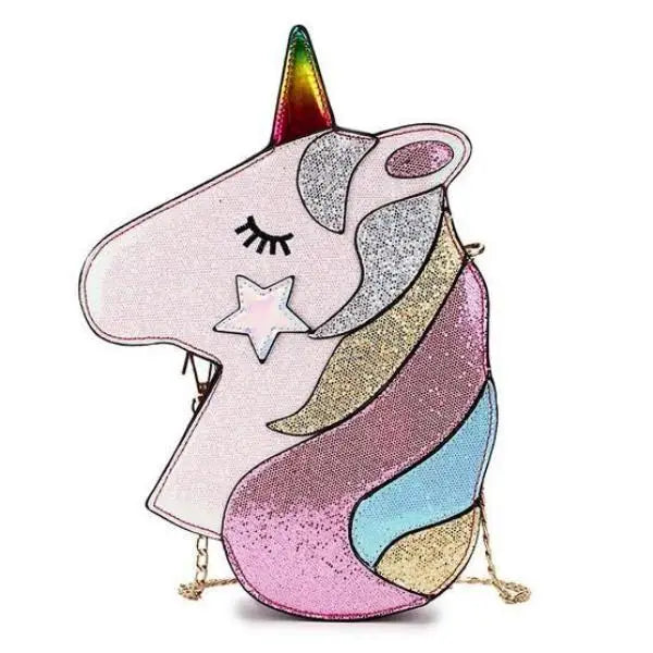 Adorable Magical Unicorn 3D Handbag in Vegan Leather - Rainbow - bag