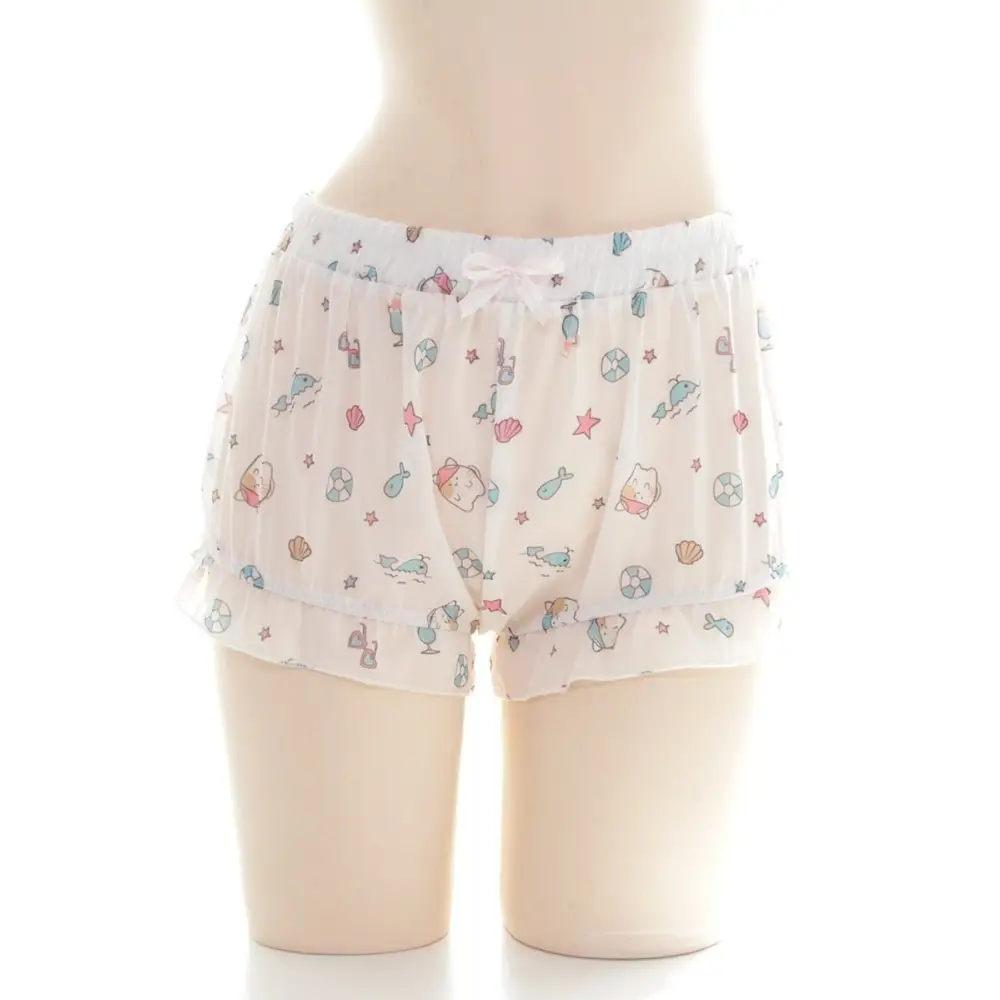 Adorable Mermaid Kitten Seashell Bloomer Shorts for Youthful Fashion - shorts