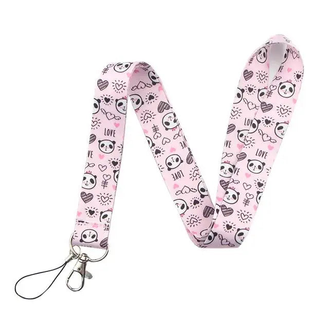 Adorable Panda Lanyard in Blue or Pink for Kawaii Style - necklace