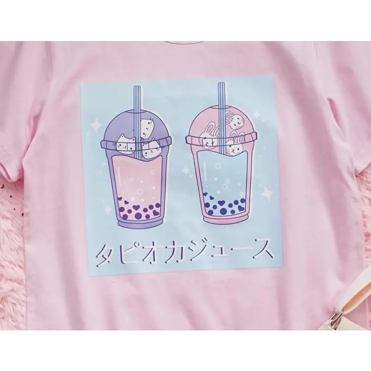 Adorable Pink Bubble Tea T-Shirt for Kawaii Cuties - t-shirt