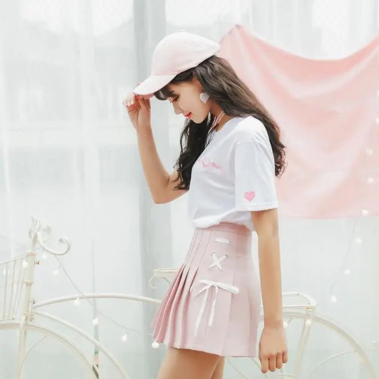 Adorable Pleated Corset Skirts in Three Colors with Ribbon Bows - Cosparty