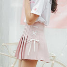Adorable Pleated Corset Skirts in Three Colors with Ribbon Bows - skirt