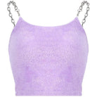 Adorable Purple Faux Fur Crop Top for Cozy Princess Vibes - Cosparty