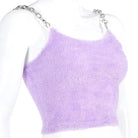 Adorable Purple Faux Fur Crop Top for Cozy Princess Vibes - Cosparty