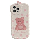Adorable Rubber Love Bear iPhone Case in Pink and White - Cosparty