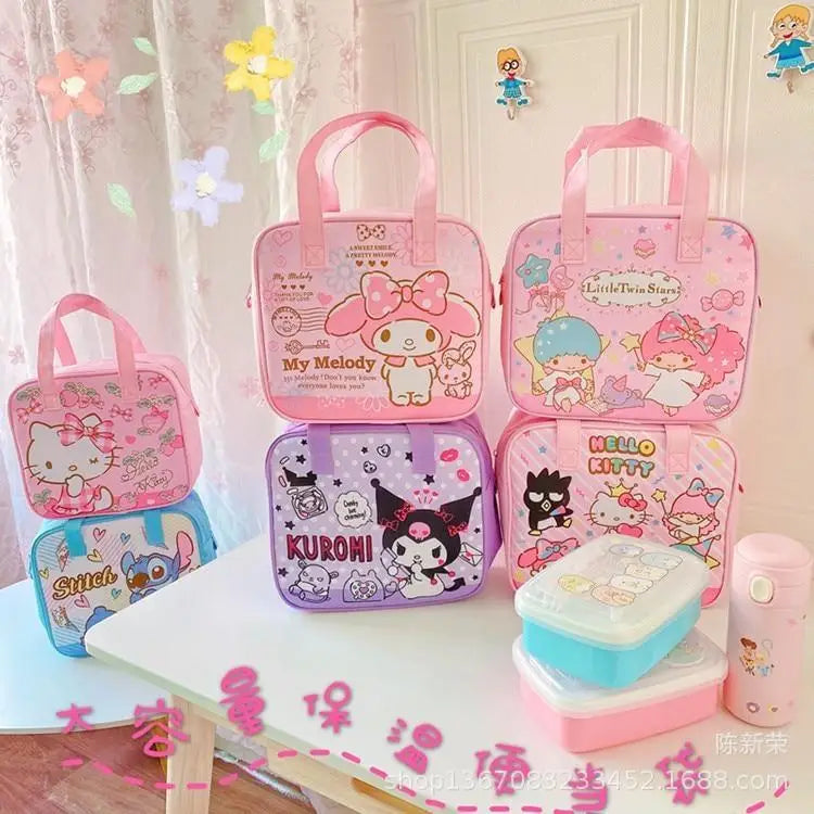 Adorable Sanrio Square Lunch Bags in Pastel Colors - Purse