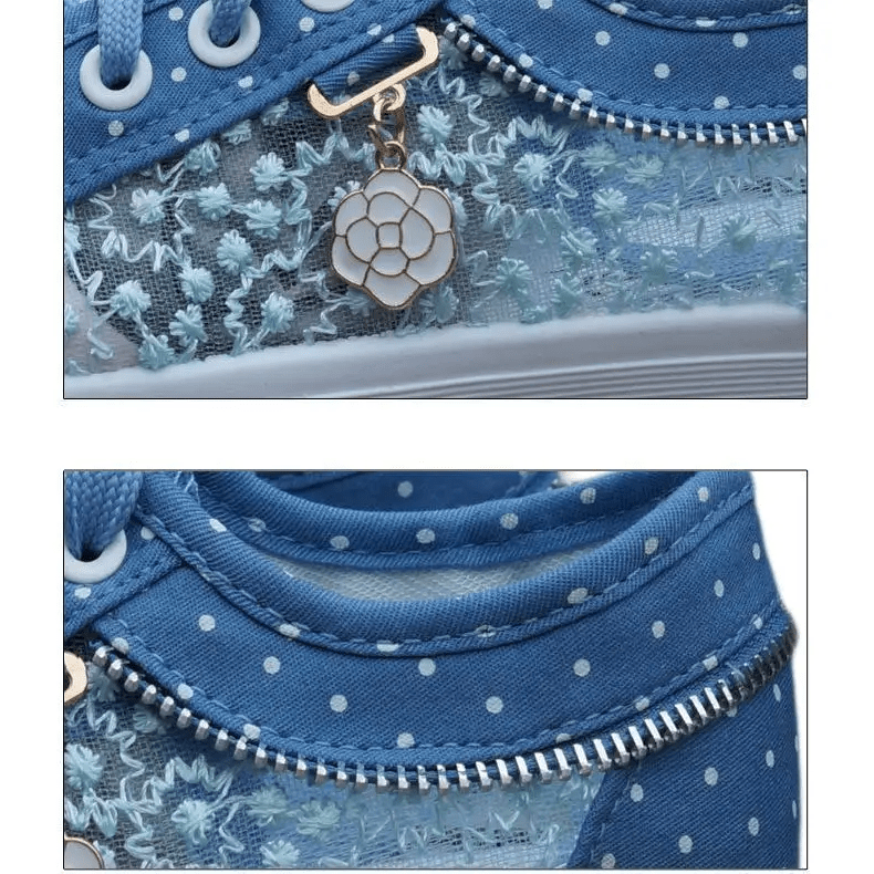 Adorable See - Through Lace Polkadot Sneakers for Youthful Style - Cosparty