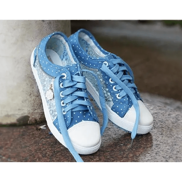Adorable See - Through Lace Polkadot Sneakers for Youthful Style - Cosparty