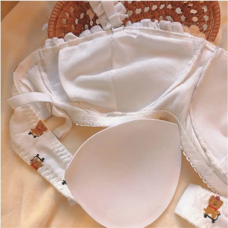Adorable Teddy Bear Lingerie Set with Ruffles and Soft Cotton Fabric - Cosparty