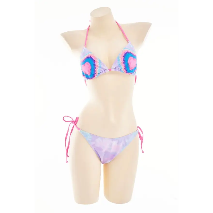 Adorable Tie Dye Bikini Set in Purple Pink and Blue - swimwear