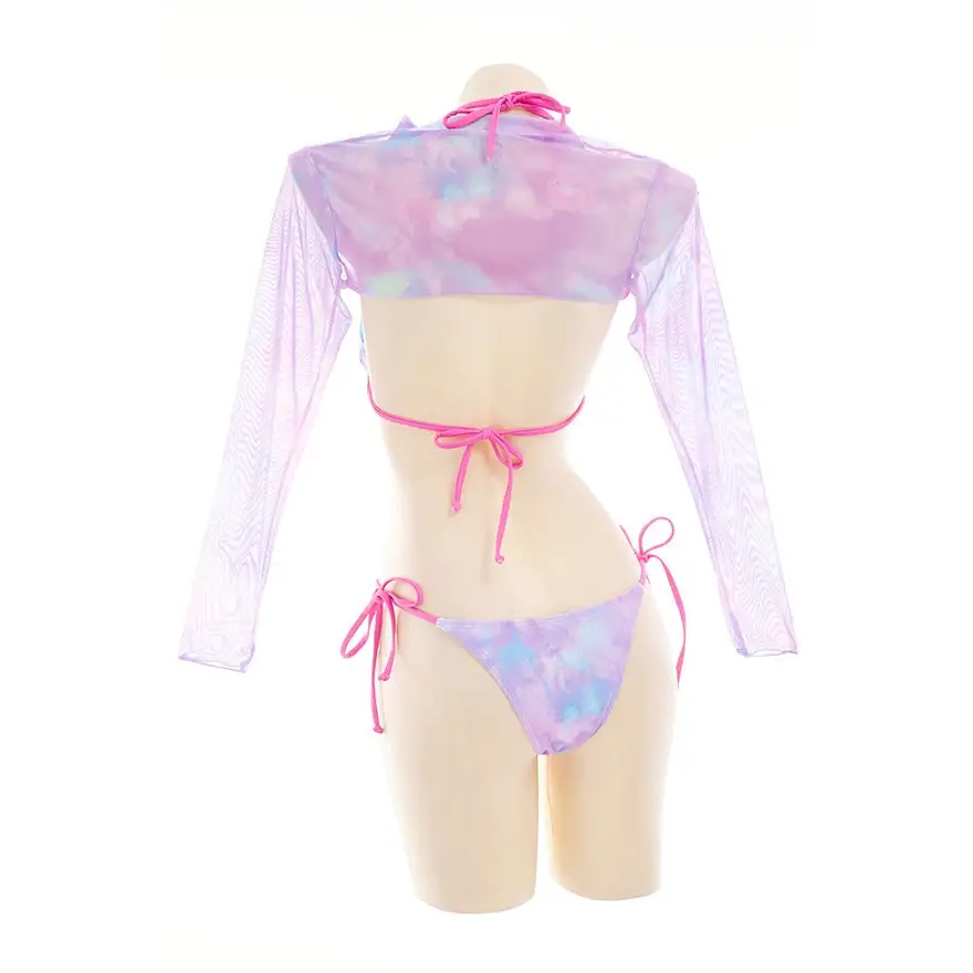 Adorable Tie Dye Bikini Set in Purple Pink and Blue - swimwear