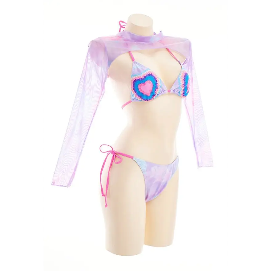 Adorable Tie Dye Bikini Set in Purple Pink and Blue - swimwear