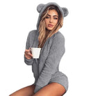 Adorable Vegan Fur Baby Bear Zippered Onesie with Ears - onesie