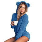 Adorable Vegan Fur Baby Bear Zippered Onesie with Ears - onesie