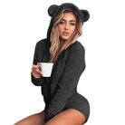 Adorable Vegan Fur Baby Bear Zippered Onesie with Ears - onesie