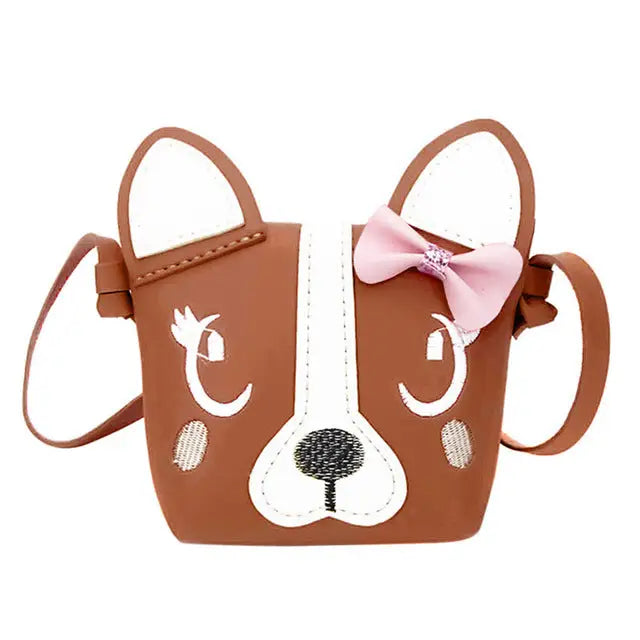 brown 3D vegan leather puppy dog handbag purse messenger bag shoulder bag satchel kawaii harajuku japan fashion by Cosparty