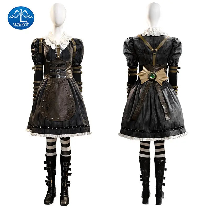 Alice Crazy Returns Dark Horror Cosplay Black Dress Costume