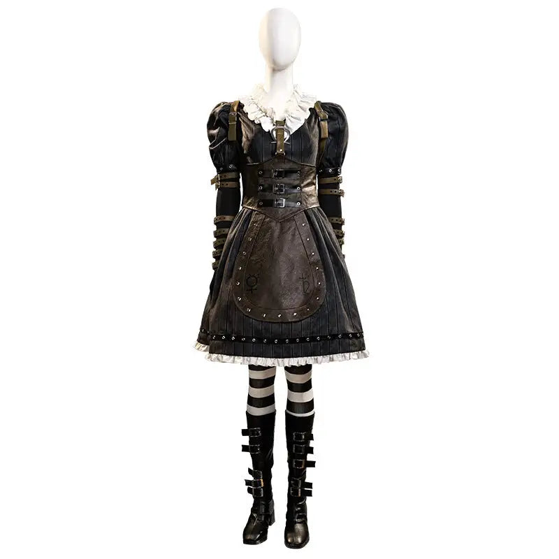 Alice Crazy Returns Dark Horror Cosplay Black Dress Costume