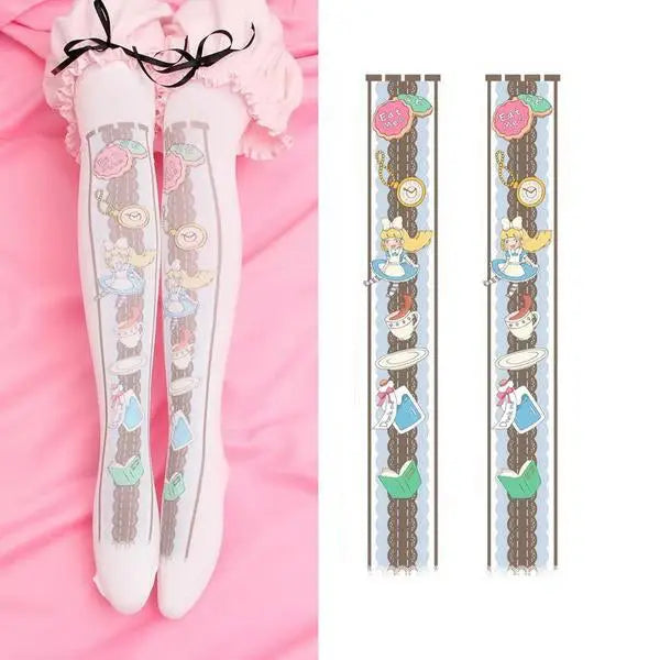 Alice in Wonderland Inspired Magical Stockings for Kawaii Fashion - leggings