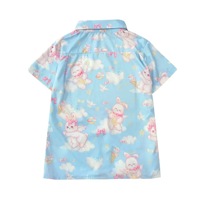 Angel Bunny Button-Up for Ultimate Kawaii Comfort and Irresistible Cuteness - shirt