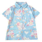 Angel Bunny Button-Up for Ultimate Kawaii Comfort and Irresistible Cuteness - Blue - shirt