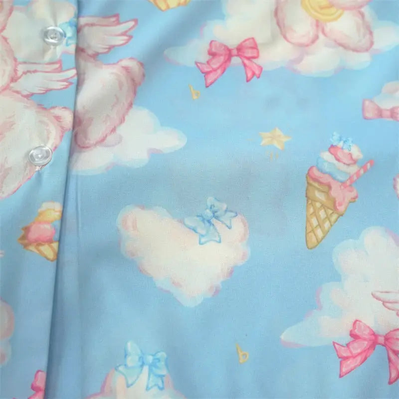 Angel Bunny Button-Up for Ultimate Kawaii Comfort and Irresistible Cuteness - shirt