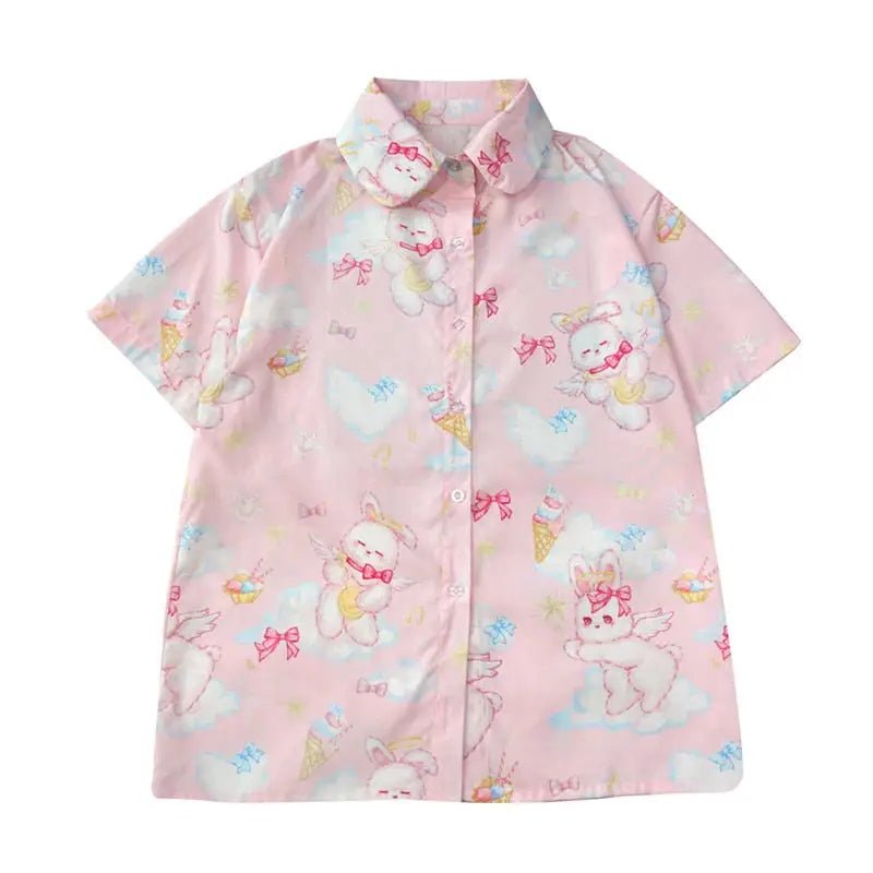 Angel Bunny Button - Up for Ultimate Kawaii Comfort and Irresistible Cuteness - Cosparty