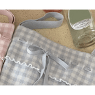 Angelcore Pink Plaid Bow Tank Top with Asymmetrical Rosebud Straps - Cosparty