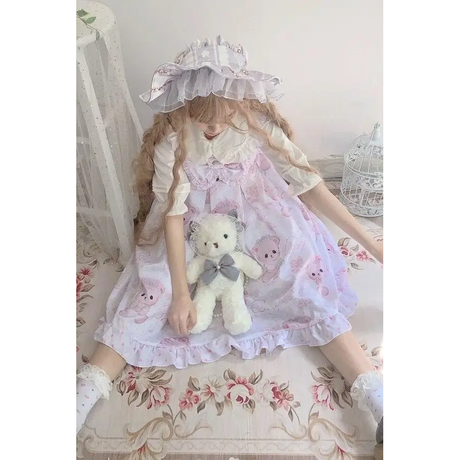 Angelic Baby Teddy Bear Lolita Dress for Pastel Princesses - dresses